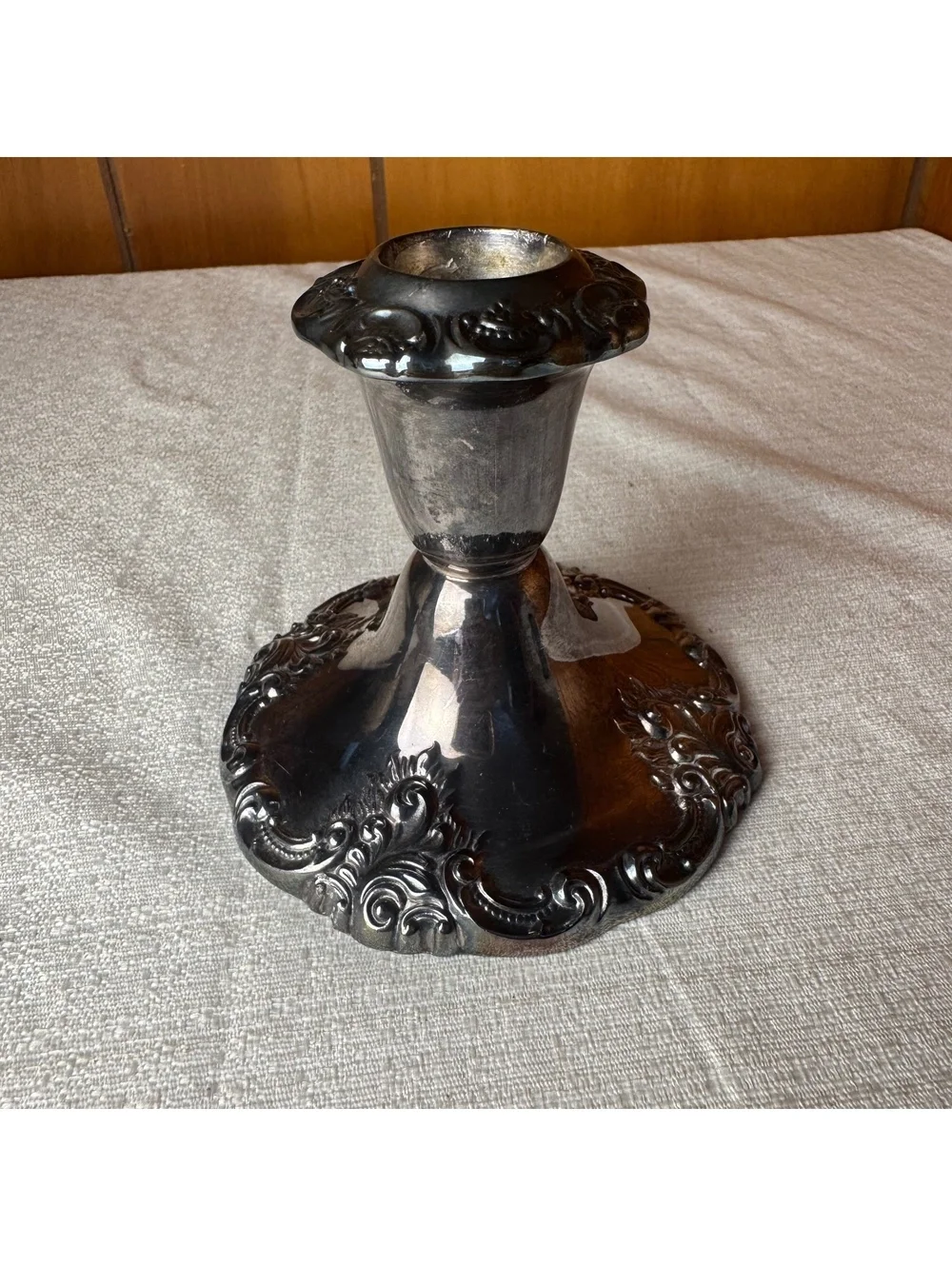 Vintage Wallace Baroque Silver Plate Candlestick Holder #750 Ornate Floral